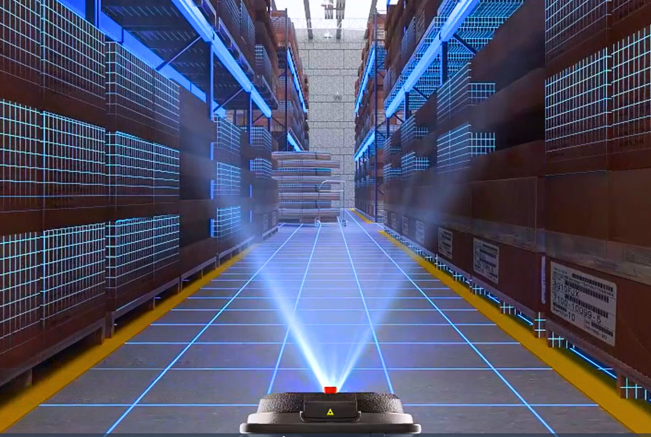The Gausium Omnie floor cleaning robot mapping a warehouse space.