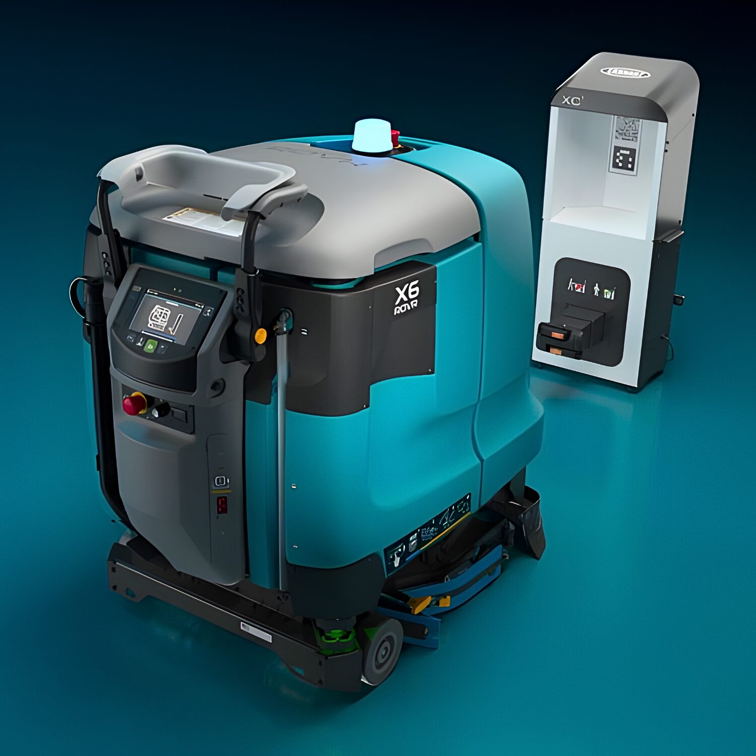 Tennant X6 ROVR with its docking station